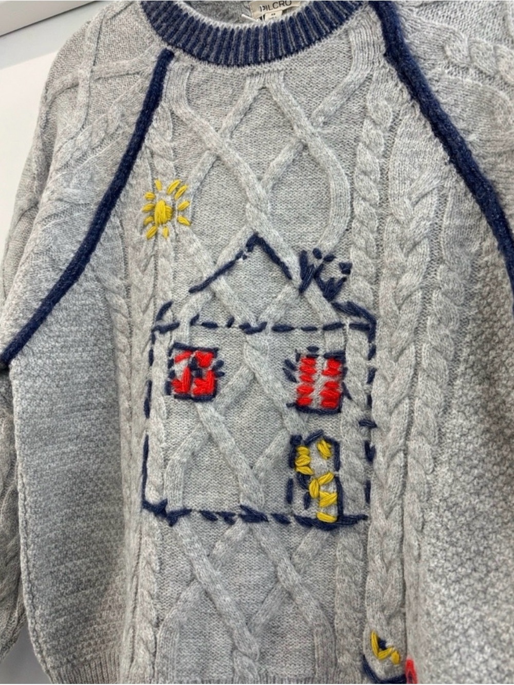 Anthropologie Pilcro Cable-Knit Embroidered Cozy Home Sweater - Picture 5 of 10